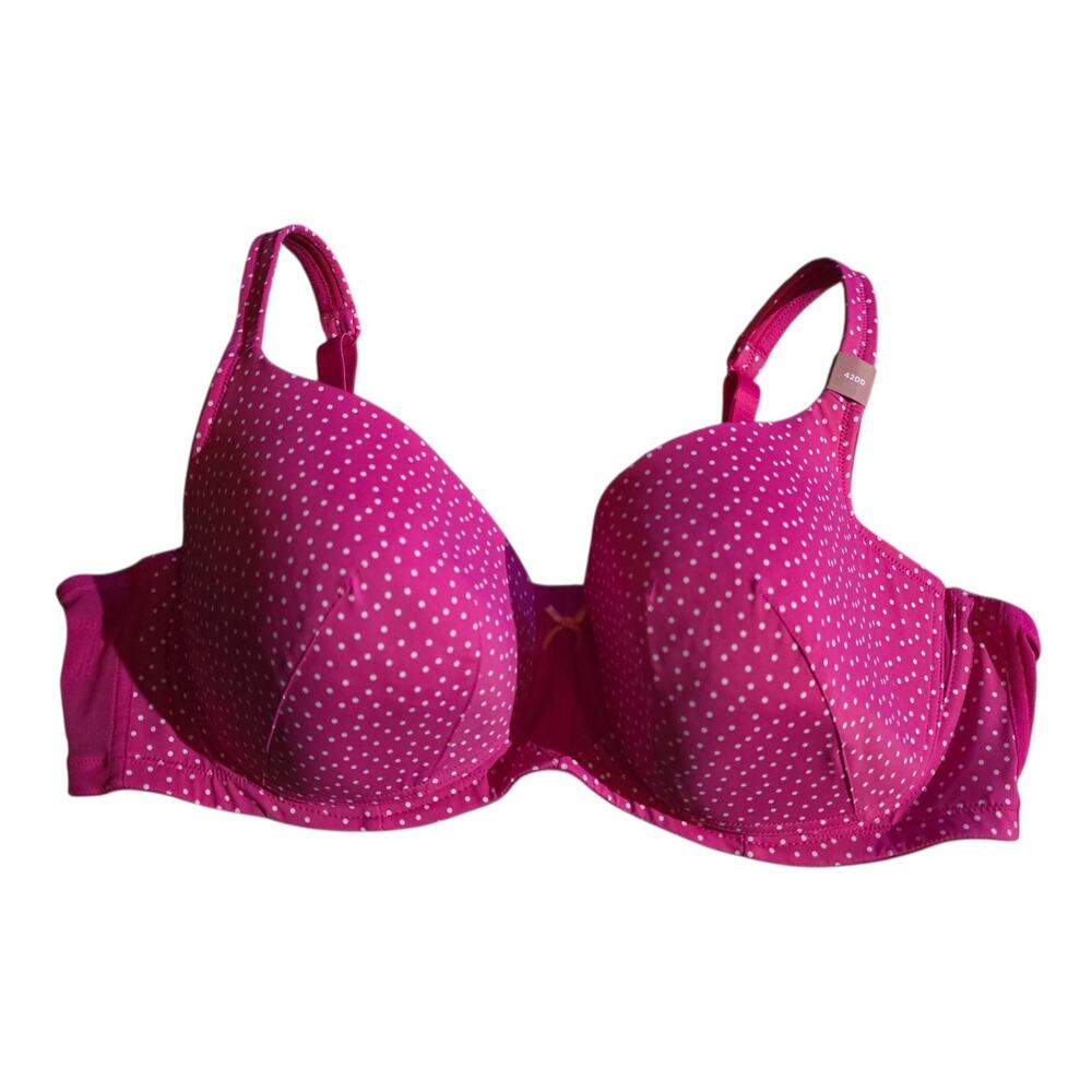 lane bryant so lightly lined tshirt bra sz 42DD Petite Dots Pink White NWT
